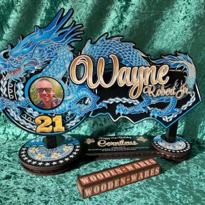 Stylish wooden plaque with patterns