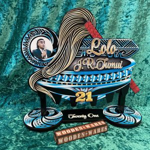 Blue-themed wooden design