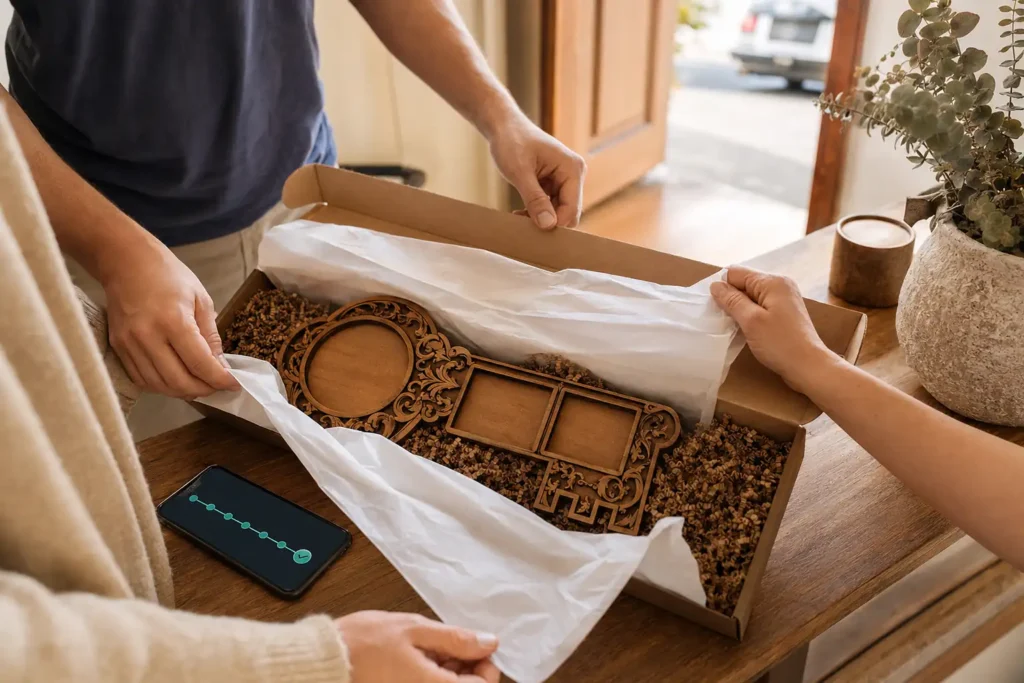 Family unboxing a Birthday Key Delivery Australia after tracked eight-day delivery