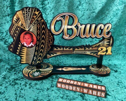 Wooden decorative plaque with intricate details