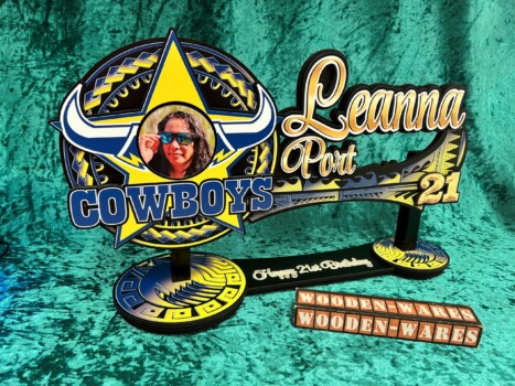 Cowboy-themed wooden plaque