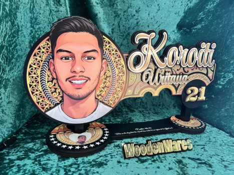 Elegant wooden key with carvings