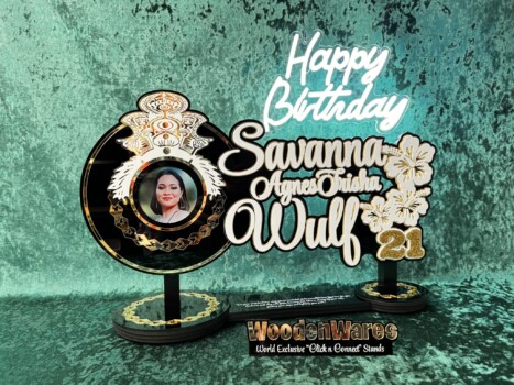 Wooden birthday key with patterns